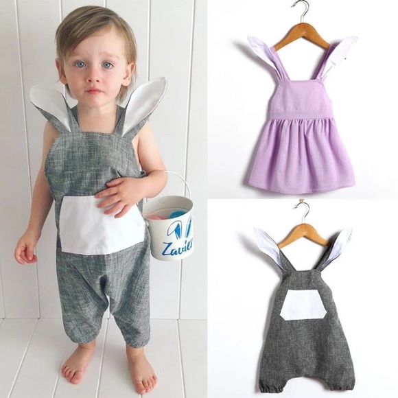 Lilac Bunny Rabbit Easter Jumper Dress Purple - Picture 7 of 7